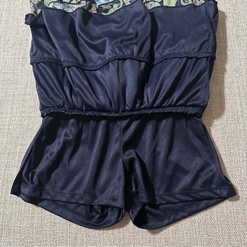 JUSTICE Floral Tiered Skirt Built-in Shorts Blue Green Sheer Fairycore Girl 12
